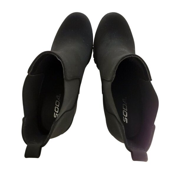 NWT Soda Chunky Heel Black Combat Boots Jaber Ankle Lug Sole Pull On 9.5 - Picture 7 of 13